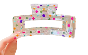 Colorful Polka Dot Rectangular Hair Claw Clip