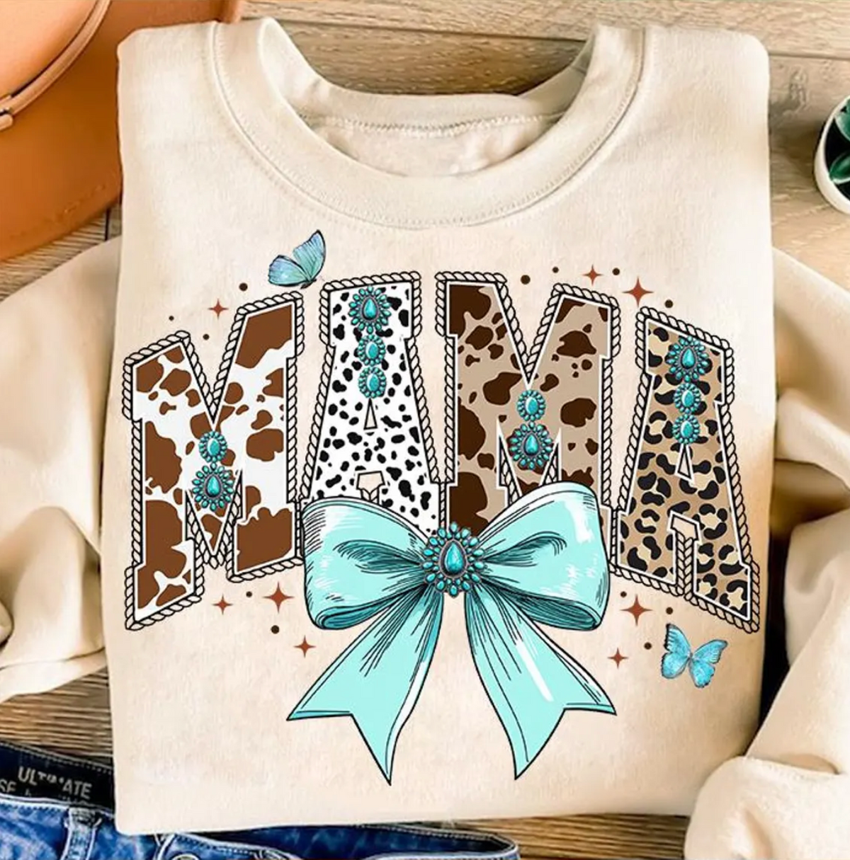 MAMA w/ Turquois Bow