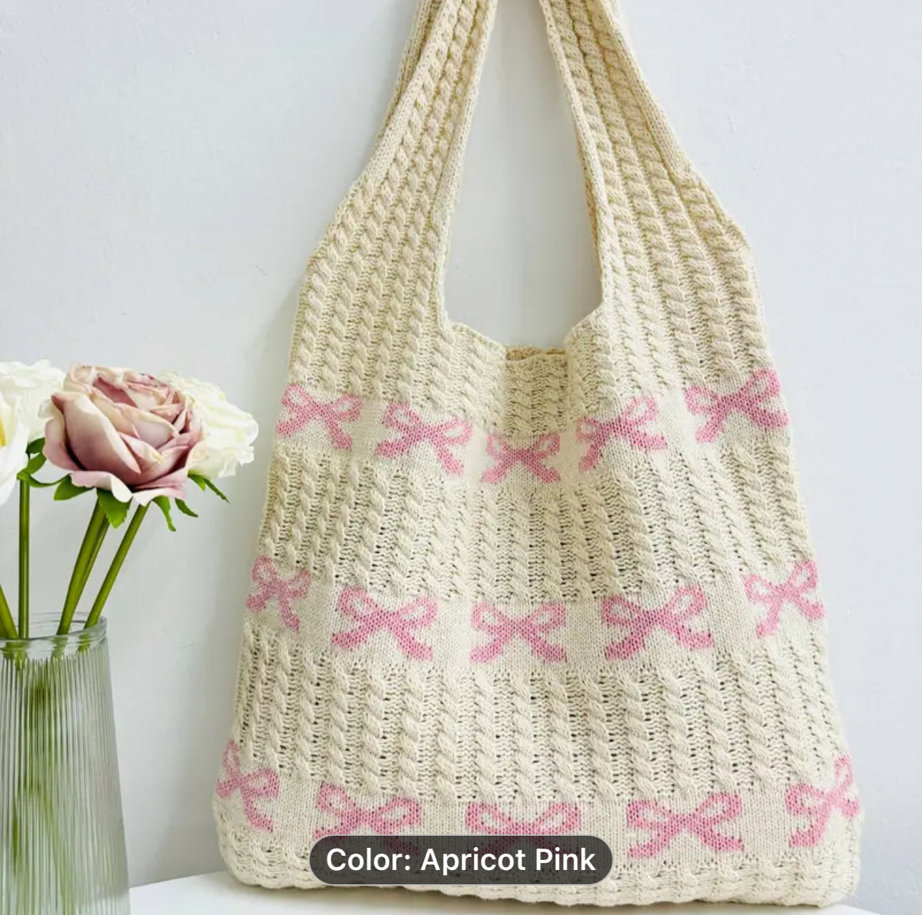 Bow Knit Tote Bag