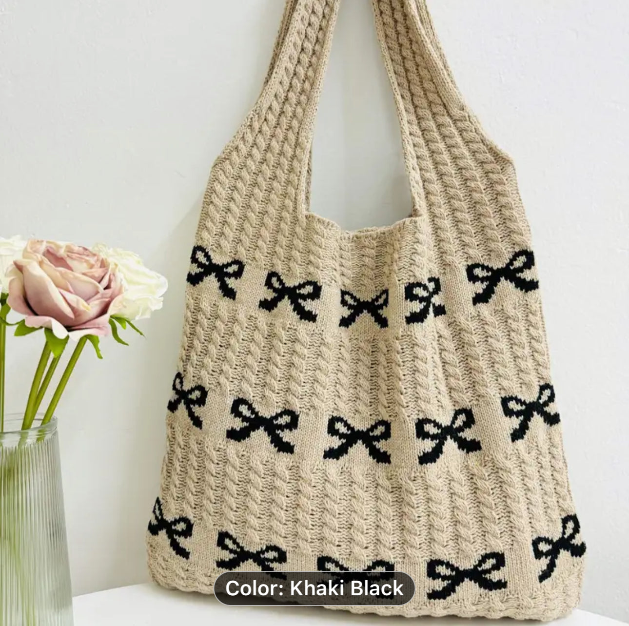 Bow Knit Tote Bag