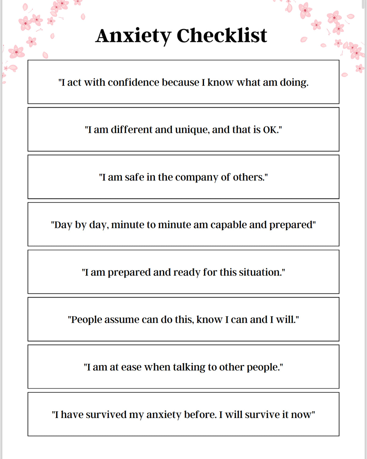 Anxiety Journal Template