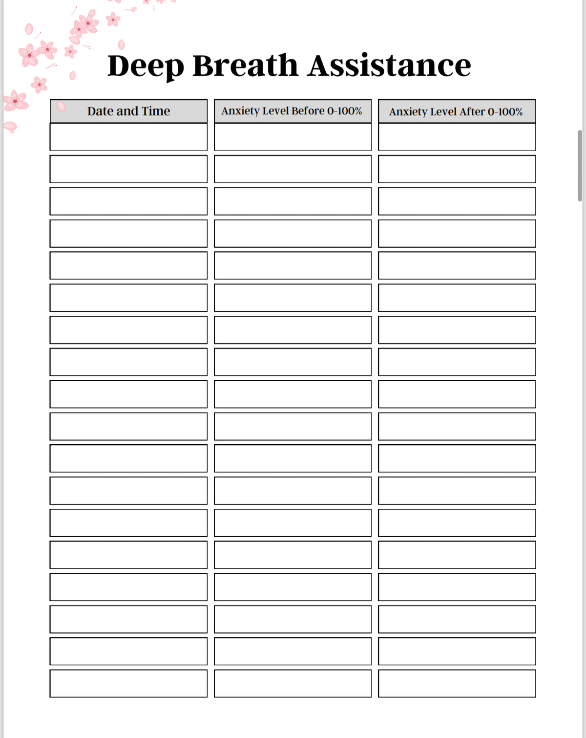 Anxiety Journal Template