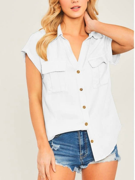 White Classic Button Blouse