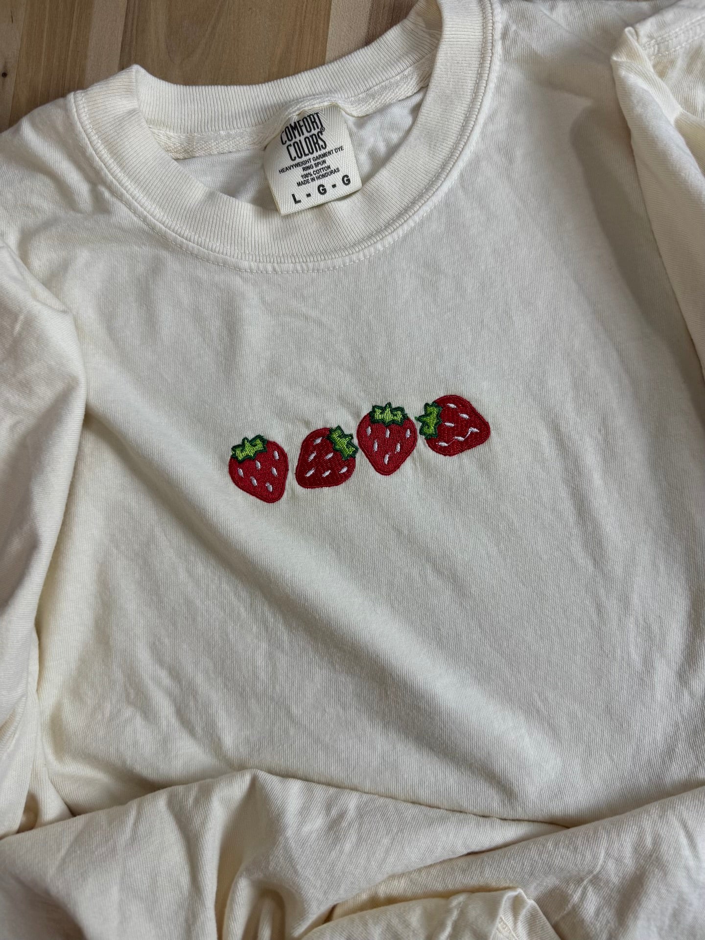 Strawberries Embroidered Comfort Colors T-Shirt