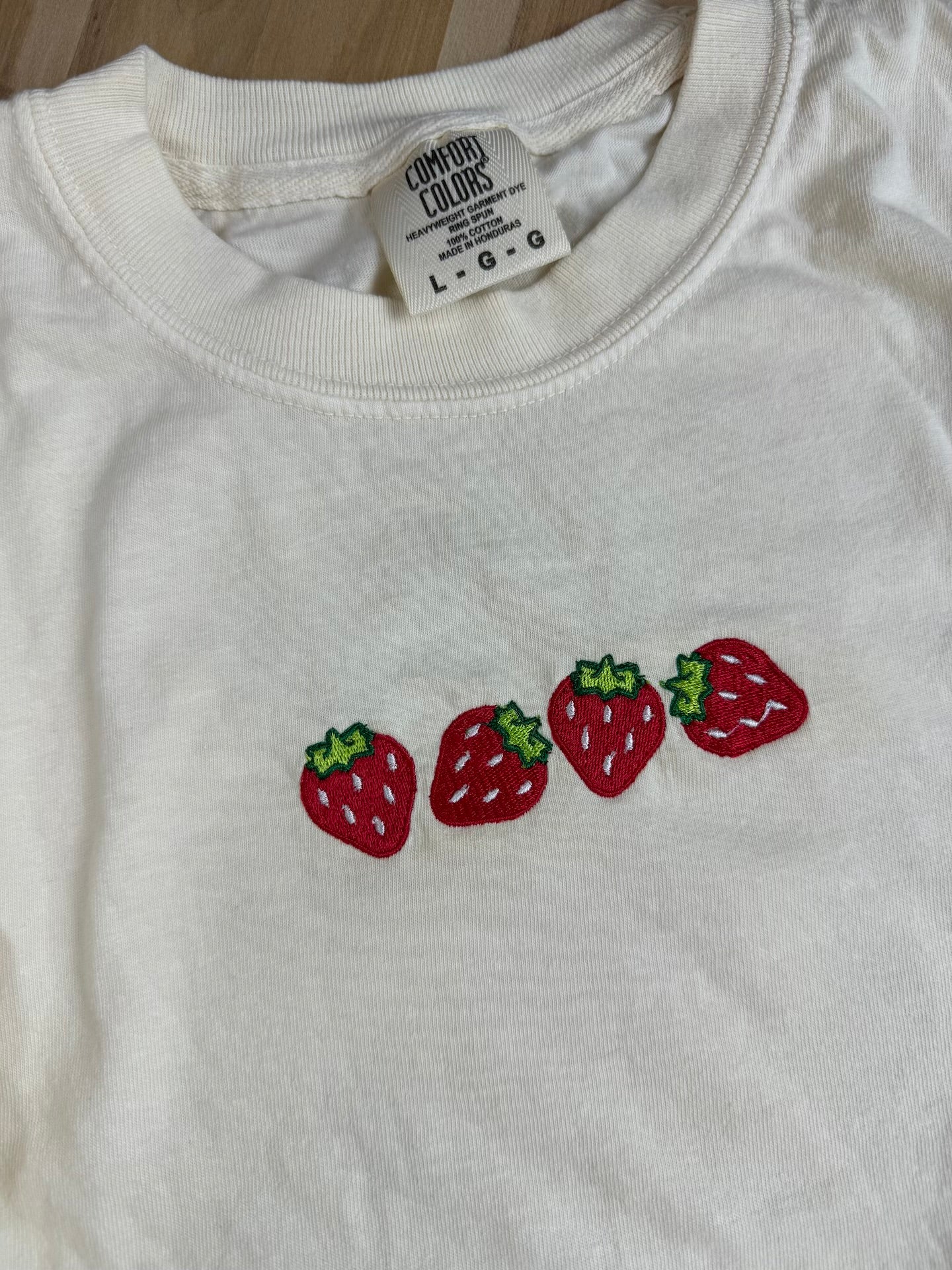 Strawberries Embroidered Comfort Colors T-Shirt