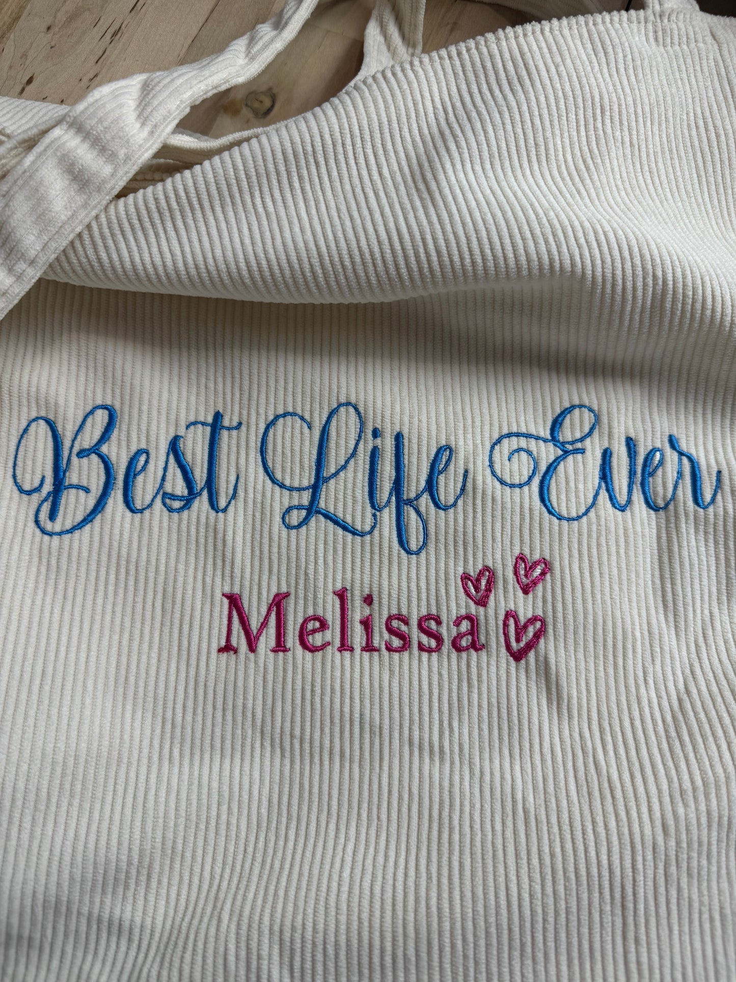 Best Life Ever Corduroy Tote Bag