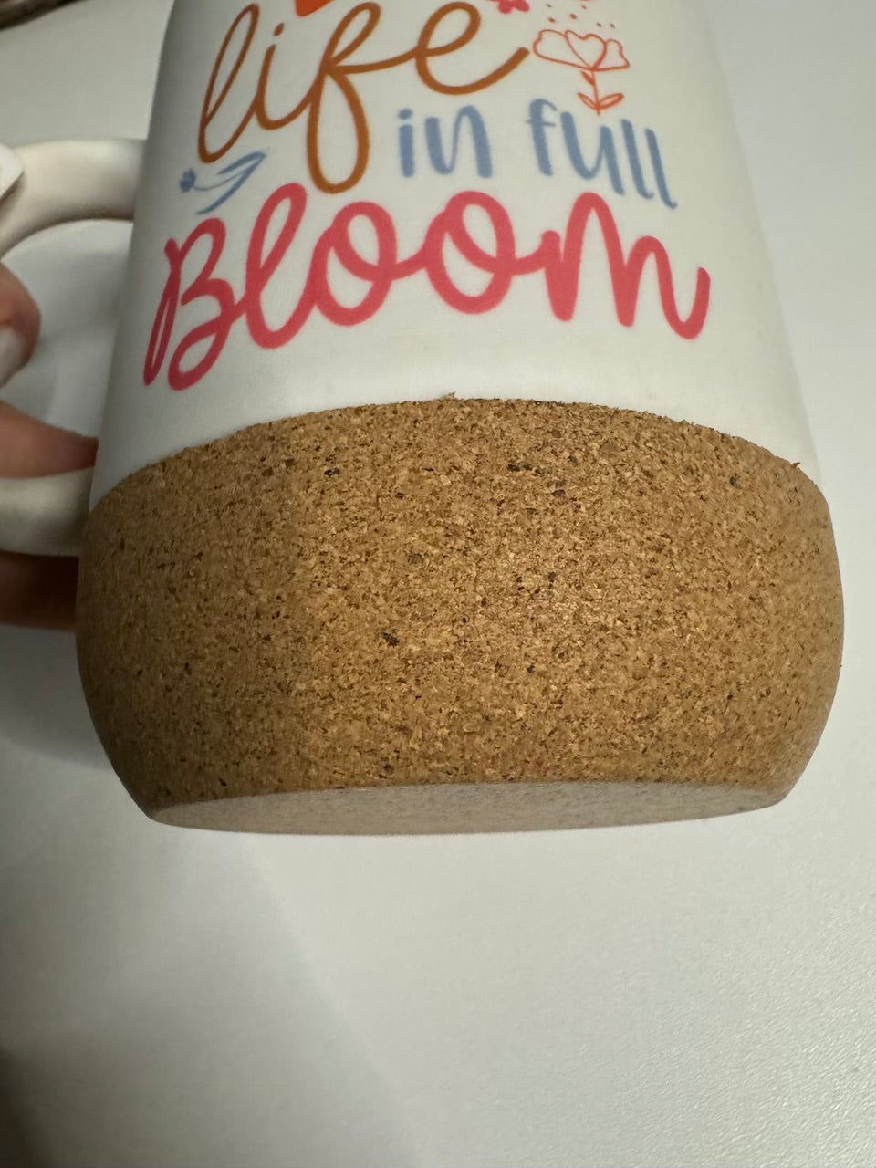 Live Life in full Bloom 15 oz Ceramic Coffee Mug with Removable Coaster and Sliding Lid